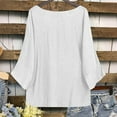 thumbnail image 5 of Oversized Cotton Gauze Shirts for Women Round Neck 3/4 Sleeve Tops Summer Casual Loose Beach Vacation Tees, 5 of 9