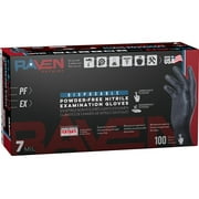 RAVEN Patriot 66483, 7 mil Nitrile Exam Grade Gloves, Powder Free, Size L, 100/Box