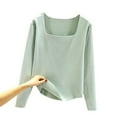 thumbnail image 3 of Women Thermal Top Square Neck Long Sleeve Shirts Undershirts Fitted Tops Winter Clothing Women'S Clothing, 3 of 3