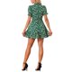 thumbnail image 3 of INSPIRE CHIC Vestido de Chifón con Volantes y Lazo Floral para Mujer, Manga Corta Puff, Ajustado y Acampanado, Talla XS, Verde y Blanco, 3 of 5
