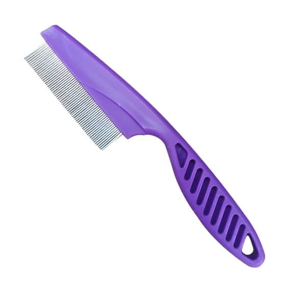 BESTSKY Flea Comb for Dogs and Cats Pet Lice Comb Fine Tooth Grooming Tool for Removing Tear Stains Stainless Steel Comb with Rubber Handle Fine Tooth Dog Comb (Purple)