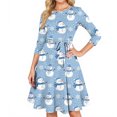 thumbnail image 2 of Women's Cocktail Dresses 3/4 Sleeve Vintage Wedding Guest Christmas Dress for Holiday Parties and Special Events,Blue,M, 2 of 5