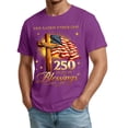 thumbnail image 3 of Patriotic Men's T-Shirts 250 Years of Blessings Crewneck 4th of July American Flag Tees Casual Short Sleeve Shirts Purple XL, 3 of 4