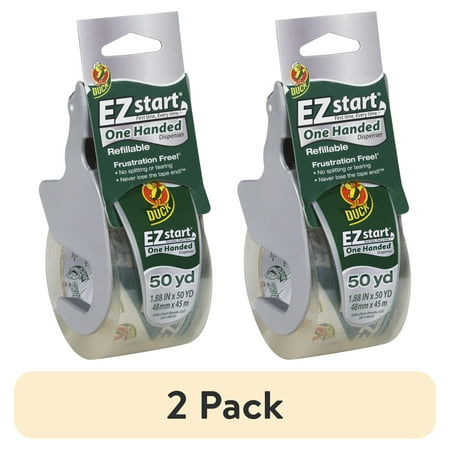 (2 pack) Duck EZ Start Packaging Tape One-handed Dispenser, 1.88 in. x 50 yd., Clear