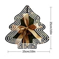 thumbnail image 2 of Stylish Metal Hanging Christmas Tree Wind Spinner - Festive Garden Decoration with Concentric Lines & Golden Ribbon Design, 2 of 7