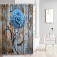 thumbnail image 2 of Farmhouse Flower Floral Shower Curtain, Rustic Blue Dahlia Shower Curtain Set, Country Blue Wild Garden Plant Waterproof Fabric Shower Curtain with Hooks, Surreal Bathroom Curtain, 36x70inch\u2026, 2 of 6