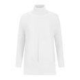 thumbnail image 5 of Womens Plus Size Sweaters Long Sleeve Crew Neck Split Hem Casual Oversized Ribbed Knit Tunic Pullover Tops White S, 5 of 6