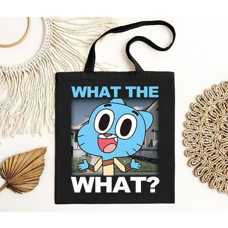 vintage The soft-style t-Bag  100% cotton  The Amazing World Of Gumball Watterson What The What Neighborhood Tote Bag  The Amazing World Of Gumball Bag  Gumball Bag  Cartoon Bag-TH14346