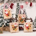 thumbnail image 4 of Bolso de Papá Noel, hermoso saco portátil, bolsa de dulces, adornos navideños de lino resistentes al desgaste con asa, gran capacidad Kits de decoración para fiestas Cuerno de ciervo Muñeco de nieve Yuarrent HA069780-04, 4 of 6