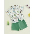 thumbnail image 4 of Baby Toddler Boys Summer Outfits 12 18 24 Months 2T 3T 4T 5T Fish Print Button Short Sleeves T-Shirt and Elastic Shorts Set for 2 Piece Clothes Set, 4 of 9