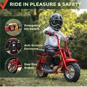 FRP 40cc Mini Bike Gas Powered 4-Stroke Off Road Dirt Bike for Teens, Youth Pocket Bike with Pull Start & Disc Brake, 18 MPH Max Speed (Red)