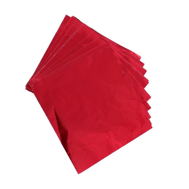 Guardoinrt 100Pcs Chocolate Candy Package Paper Aluminum foil Wrappers Red 8x8cm