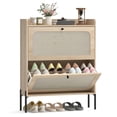 thumbnail image 1 of HOMCOM Shoe Cabinet with 2 Flip Drawers, Boho Narrow Shoe Rack, Oak, 1 of 10