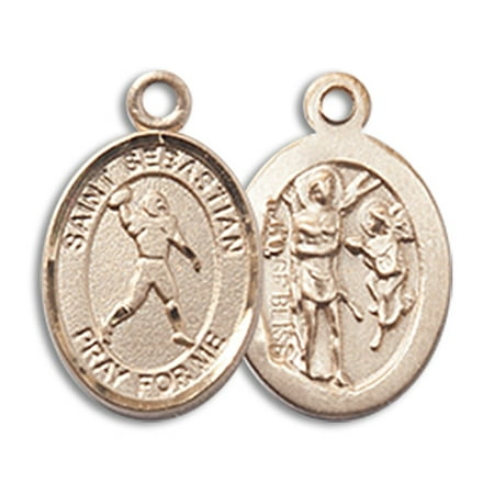 14kt Yellow Gold St. Sebastian/Football Medal 1/2 x 1/4 inches