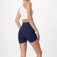thumbnail image 4 of Delconic Women's Athletic Running Long Shorts Workout Hiking Shorts Quick Dry High Waisted Active Zipper Pocket Navy S, 4 of 4