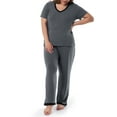 thumbnail image 6 of Fruit of the Loom Women's Soft & Breathable V-Neck Short Sleeve Top & Pajama Pant Set, Sizes S-4X, 6 of 14
