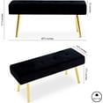 thumbnail image 2 of Black Velvet Upholstered Dining Bench with Tufted Design and Sturdy Metal Legs, Simple Ottoman Bench for Kitchen, 2 of 7