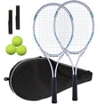 thumbnail image 1 of Tennis Rackets 2 Players Recreational for Adult,Lightweight Tennis Racquets for Beginner Student Training,Tennis Racket Set with Carrying Cover Bag,Grip Tapes,Tennis Balls (White/Blue -2 Rackets Set), 1 of 4