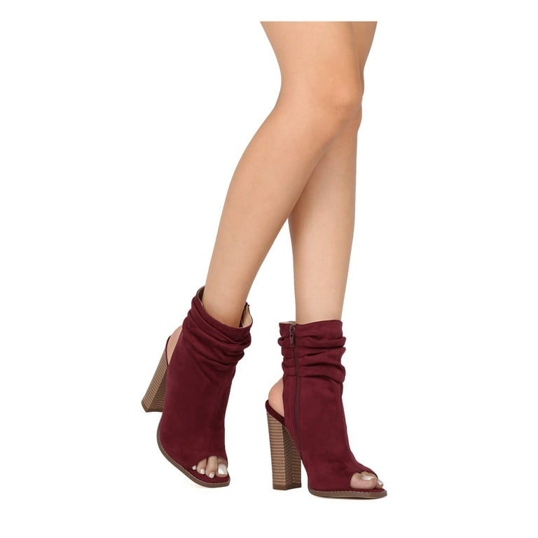 Burgundy peep hotsell toe booties