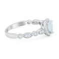 thumbnail image 2 of Art Deco Heart Promise Ring Lab Created White Opal 925 Sterling Silver Size 9, 2 of 3