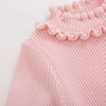 thumbnail image 4 of IVEYRTF Girls Knit Sweater Pearl High Neck Lapel Solid Color Warm Cozy Fall Winter Fashion Thermal Top Everyday Wear for Kids 2-13 Years(Pink#1,4-5 Years), 4 of 5