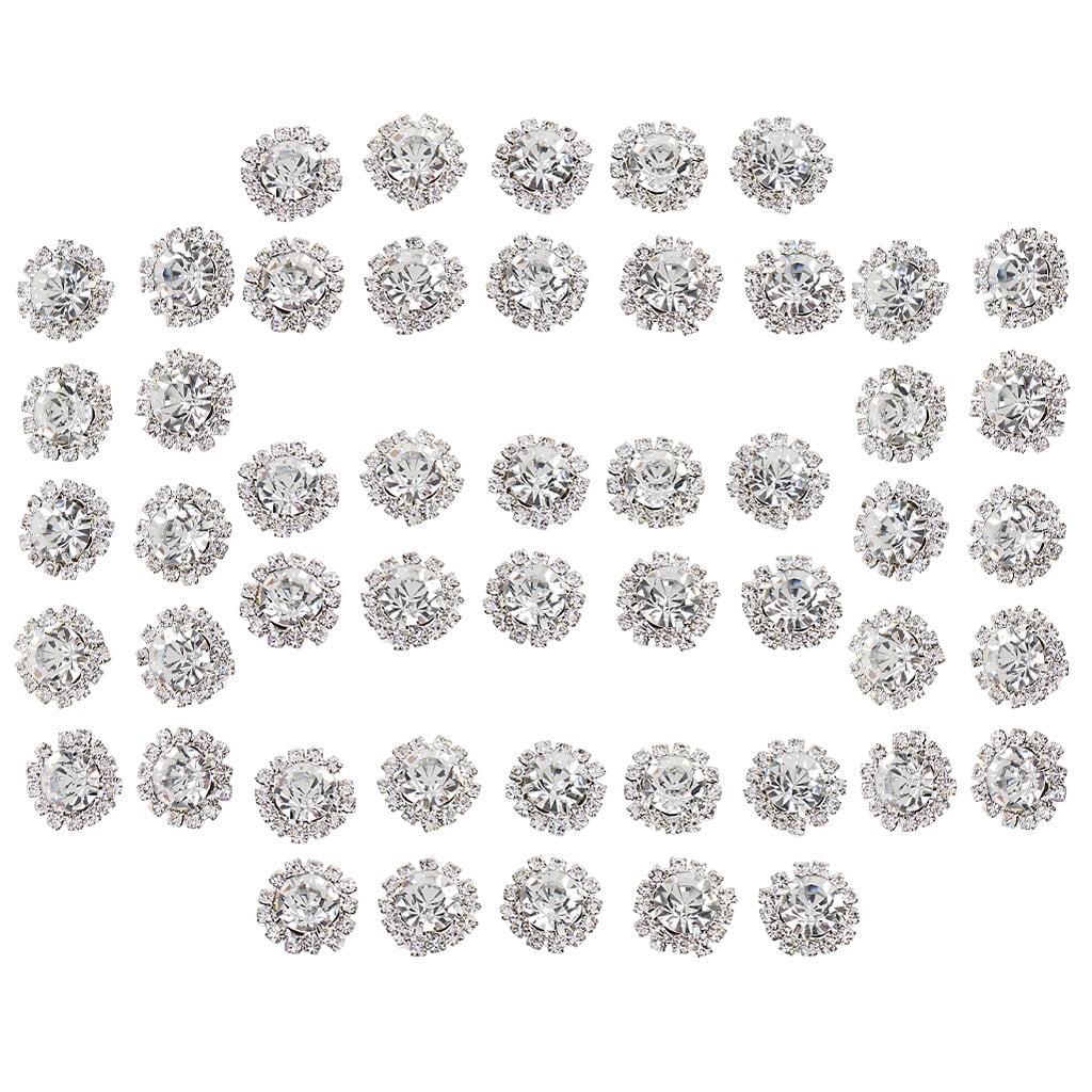 50x Crystal Diamante Pearl Flatback Embellishment Wedding Favor Decor 15mm 