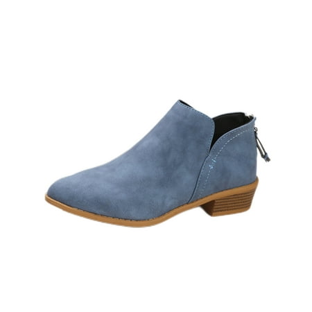 

Gomelly Women Boot Low Heel Ankle Booties Leopard Chelsea Bootie British Winter Boots Ladies Womens Shoes Blue 7.5