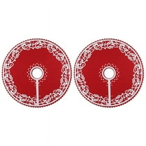 2 Pcs Christmas Tree Skirt - 12 Inches Mini with Floral Border Pattern for New Year Party Xmas Decoration