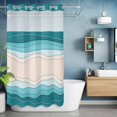 thumbnail image 6 of No Hook Blue Stripes Shower Curtain with Snap in Liner Set, Modern Gradient Abstract Striped Lines Waterproof Fabric Bathroom Curtains with See Through Top Window, Hotel Style Small 36 x 72 Inch, 6 of 9