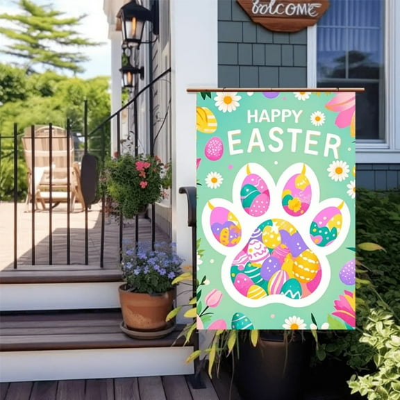 2D flat 1 Courtyard Flag - Outdoor Decoration - Easter Courtyard Flag Placement. It is very suitable for your interior or room decoration, garden decoration, festival decoration. Double-sided printed