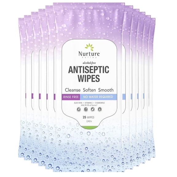 Nurture Body Wipes, Disposable Hand Wipe, Wet Towelettes, Adult Body Cleansing Wipes for Germ Removal, 250 Count, 25 Pack
