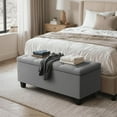 thumbnail image 3 of XiHuaZhaoChen 43 Inches Storage Ottoman Bench, Upholstered Tufted End of Bed Storage Bench, Large Ottoman Foot Rest with Legs, Load up to 800 lb, for Living Room, Bedroom, Entryway, Gray, 3 of 9