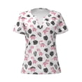 thumbnail image 3 of Zufioo Cute Dinosaur for Women's Deep V-neck Short-sleeved T-shirt, Top with Short Sleeves - with Stainless Steel Buckle, Moisture Wicking, Ideal Home Wear-Small, 3 of 9