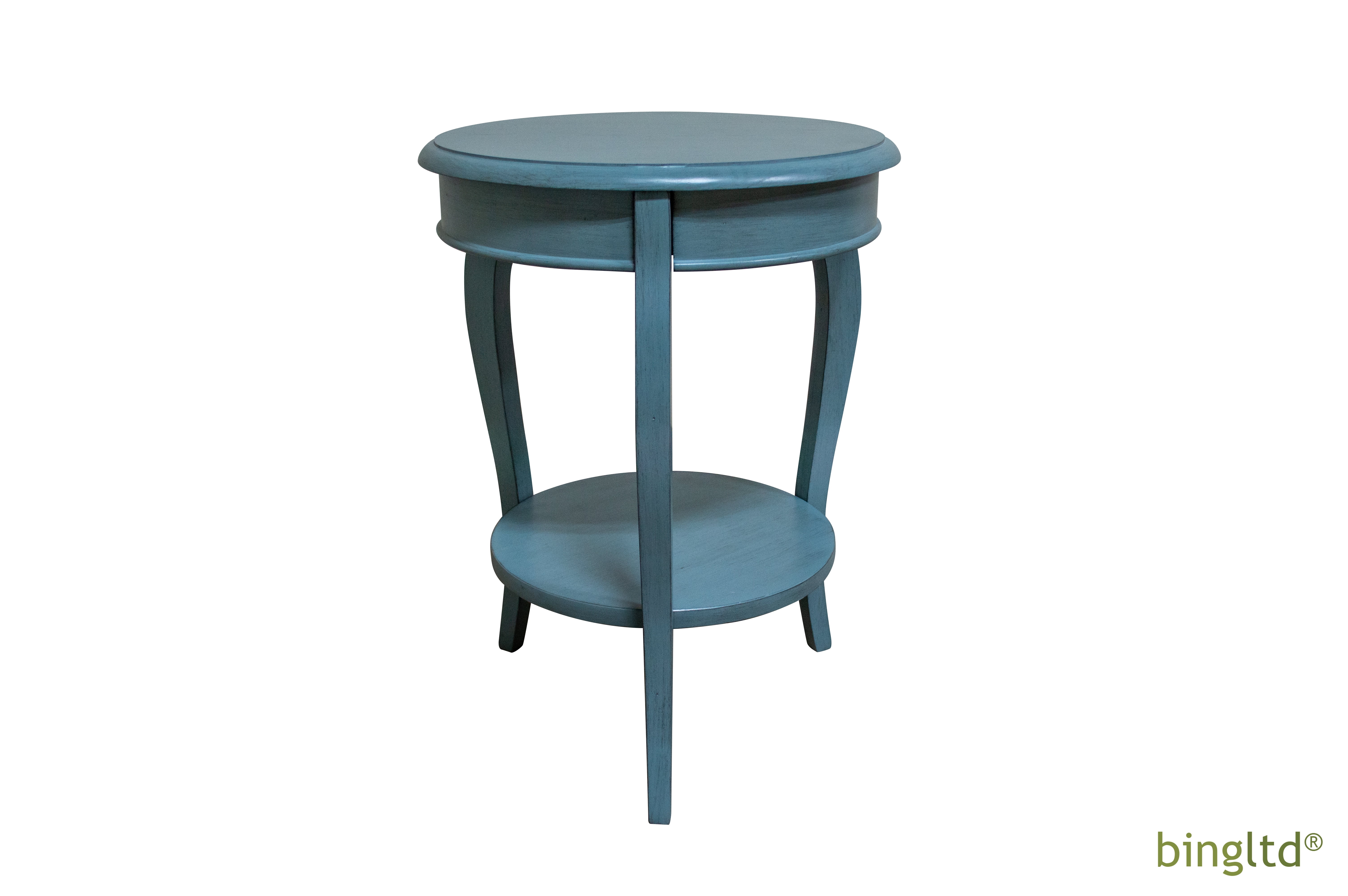 Duncan 18" Blue Solid Wood Round End Table