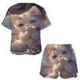 thumbnail image 3 of Crystal Cat Pajama Set for Women 2 Piece Sleepwear Loungewear Short Sleeve, 3 of 7