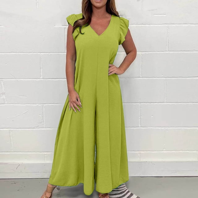 BEFOKA Pantalon pour Femmes Grande Taille, Liquidation de Pantalons d'Été pour Femmes, Combinaison à Col Rond à Manches Pointues de Couleur Unie pour l'Automne/hiver pour Femmes avec Ceinture et Laçage