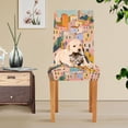 thumbnail image 4 of Yayeee 2 Pack Dining Chair Covers Stretch Parson Chairs Slipcovers Seat Protector, Orange Cityscape Painting, 4 of 6