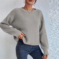thumbnail image 3 of Women's Fashion Casual Crew Neck Pullover Long Sleeve Bolded Knit Sweater, Chunky and Warm, Great for Everyday Use and Seasonal Activities,Gray,M, 3 of 6