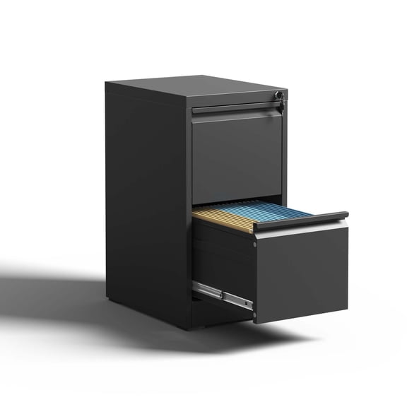 2 Drawer Metal Vertical File Cabinet with Lock, Steel Office File Storage for A4, Legal & Letter Size Documents