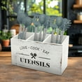 thumbnail image 4 of AEVXKHI Wooden Kitchen Utensil Holder 3 Compartments Large Kitchen Utensil Caddy Organizer Sturdy Silverware Holder Farmhouse Wood Cooking Utensil Stand for Kitchen Countertop Farmhouse, 4 of 10