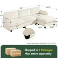 thumbnail image 2 of 109” L Shaped Sectional Sofa, Modular Cloud Couch with Ottoman for Living Room/Apartment, 4 Seat Sofa, Easy Assembly (Beige, High Legs 3.15"), 2 of 9