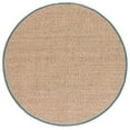 thumbnail image 3 of SAFAVIEH Natural Fiber Arbor Bordered Area Rug, Natural/Dusty Teal Blue, 8' x 8' Round - Coastal Design, Natural & Dusty Teal Blue, Seagrass, Ideal for Entryway, Kitchen, Living Room, Office, 3 of 11