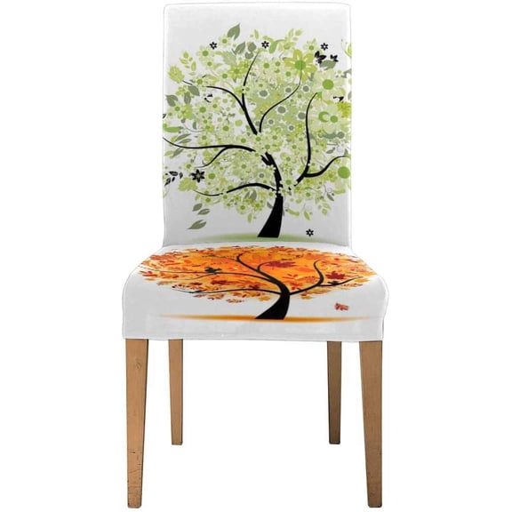 FMSHPON Four Seasons Spring Summer Autumn Winter Tree Stretch Chair Cover Protector Seat Slipcover for Dining Room Hotel Wedding Party Set of 1