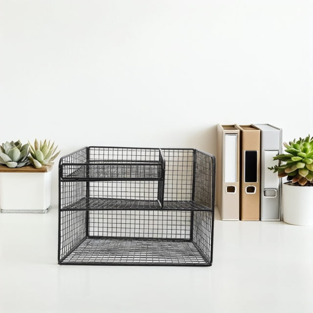 TABLZONE Metal Desk Organizer with Phone Station and Document Tray for Clutter Free Office Desk