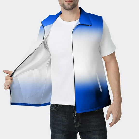 Womens Sports Zip-Up Vest Mens Athletic Hiking Lightweight Sleeveless Jackets Running Travel Adult Coats Blue, 4XL