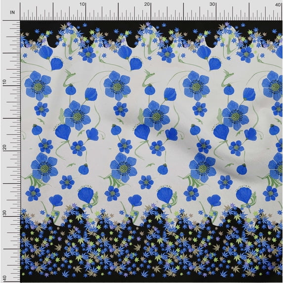 oneOone Organic Cotton Poplin Twill Fabric Artistic Flower Panel Print Sewing Fabric BTY 42 Inch Wide