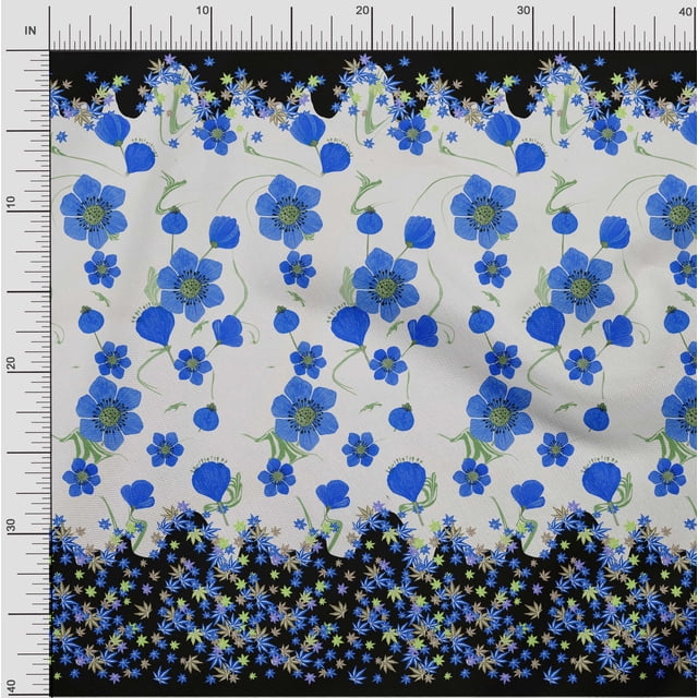 oneOone Polyester Lycra Fabric Artistic Flower Panel Fabric Prints By Yard 56 Inch Wide