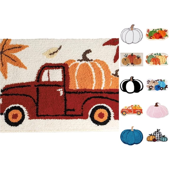 Pumpkin Bathroom Rug Non Fall Decor Mat 60x40cm Soft Absorbent Carpet for Kitchen Bedroom and Autumn Holiday Themed Spaces