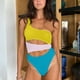 thumbnail image 2 of Conjunto de traje de baño de Bikini calado todo en uno cómodo sin espalda con empalme de Color sólido para mujer con estilo OAVQHLG3B Store  lin121212, 2 of 4