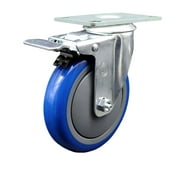 Service Caster Brand Replacement for McMaster Carr Caster 2426T64  Swivel Top Plate Caster with 5 Inch Blue Polyurethane Wheel and Total Lock Brake  350 lbs. Capacity Per Caster